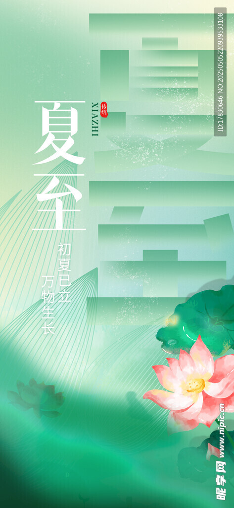 夏日荷花文字意境图