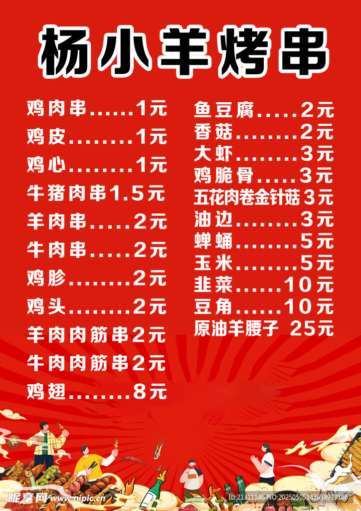 烧烤菜单
