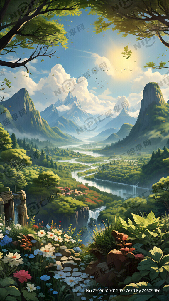 立夏风格风景宣传卡