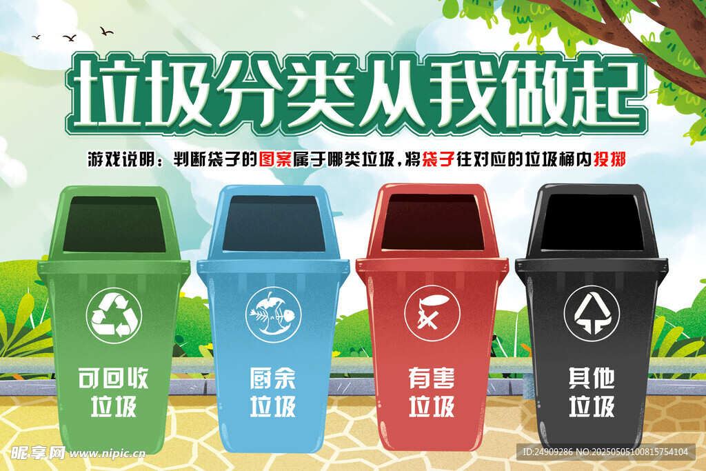 垃圾分类垃圾桶宣传图