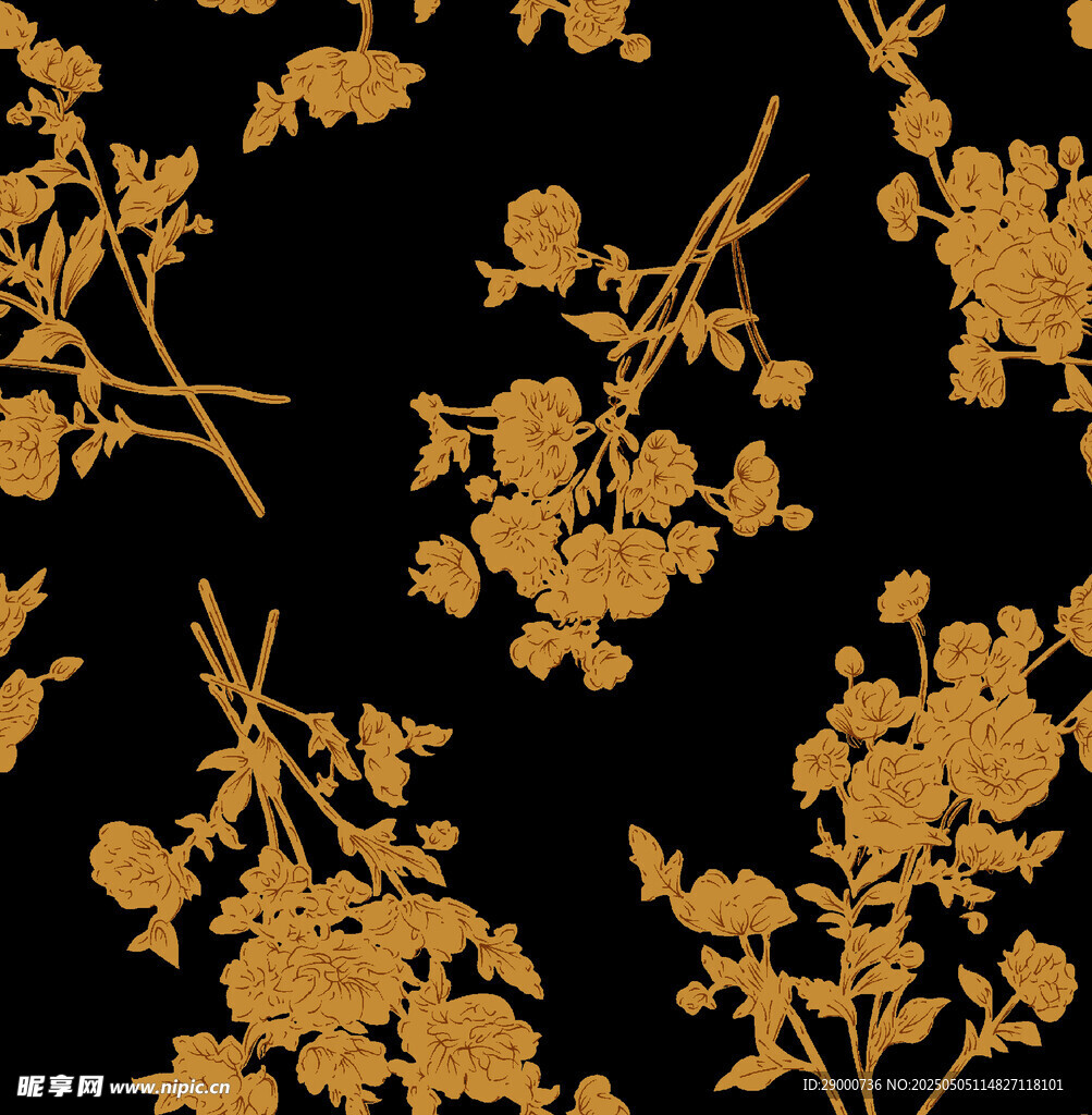 黑金花卉图案纹理背景