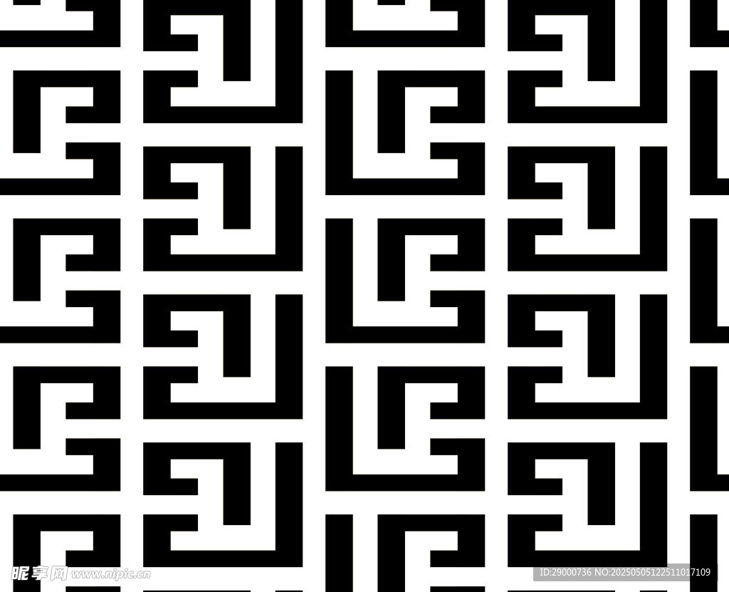 黑白几何回纹图案设计