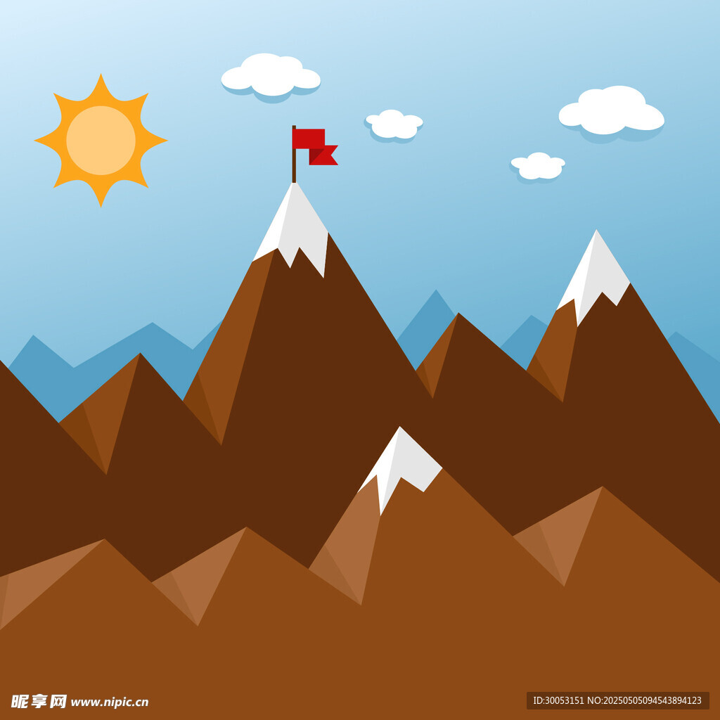 高山之巅扁平插画