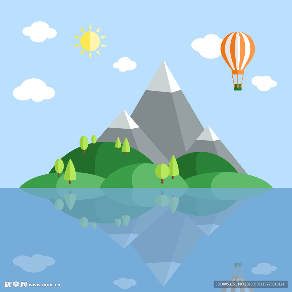 山水间的热气球美景
