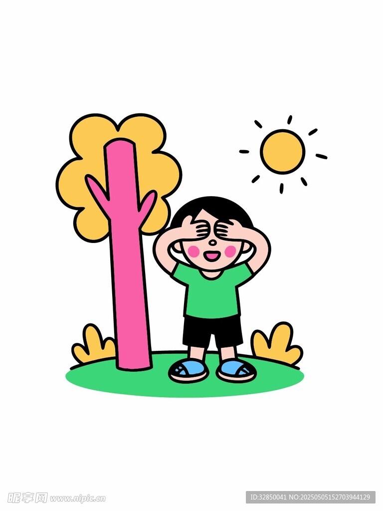 儿童玩耍系列可爱卡通插画元素