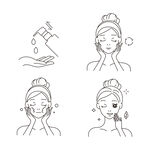 面部护肤步骤插画