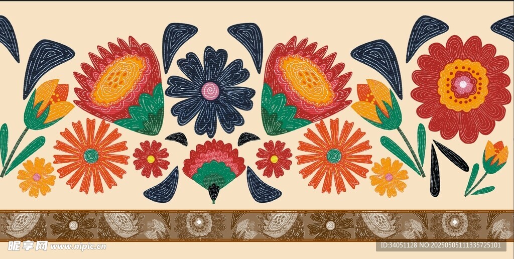 多彩花卉图案装饰画