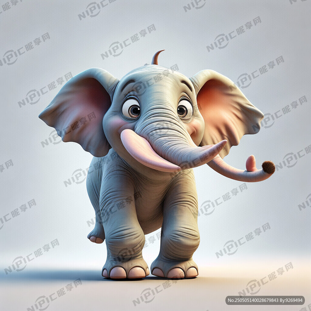 卡通大象 表情开心 3D模型