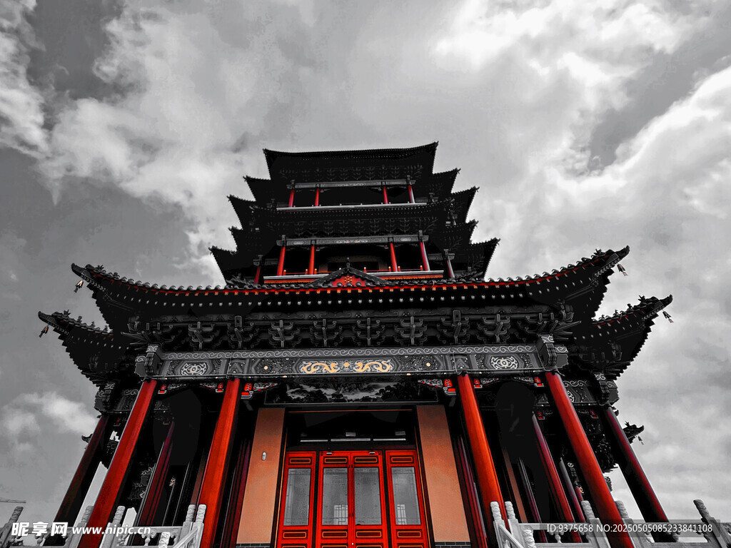 中式古建筑塔楼景观