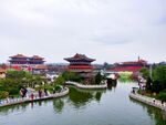 古风园林水景中式建筑群