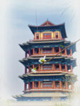 中式多层古建筑塔楼景观