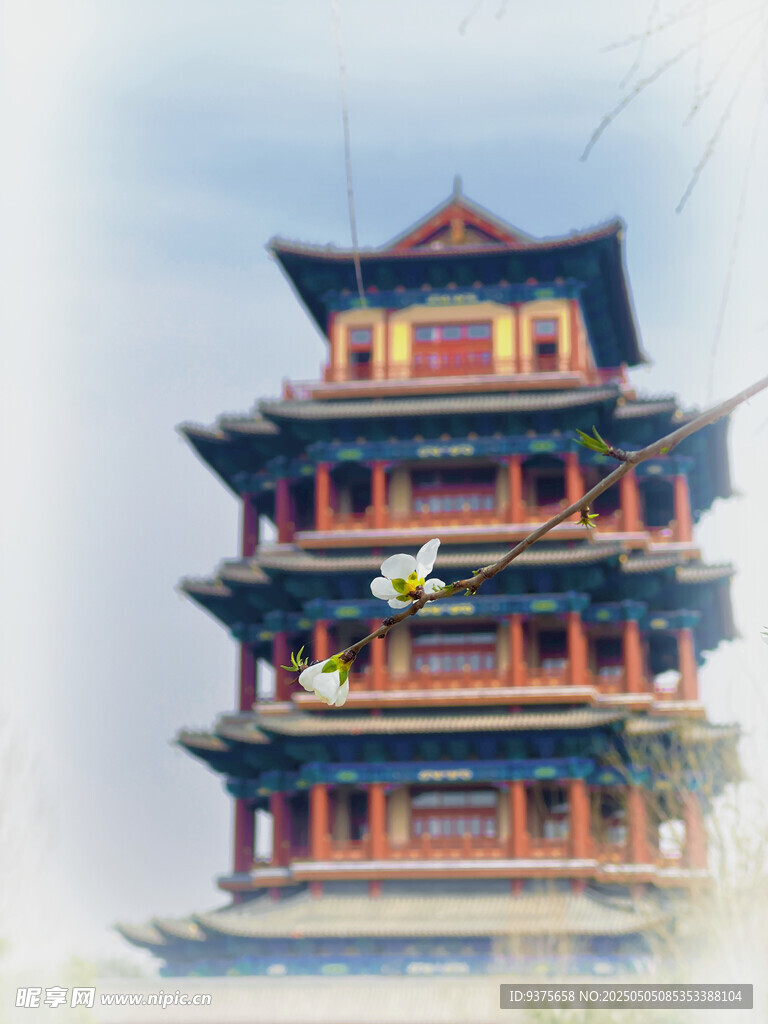中式多层古建筑塔楼景观