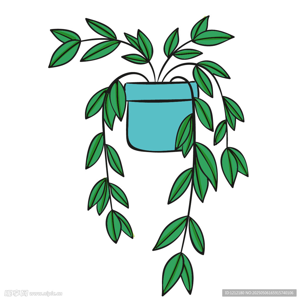 悬挂绿植盆栽插画