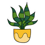 卡通盆栽植物插画