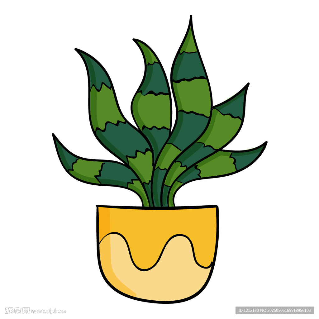 卡通盆栽植物插画