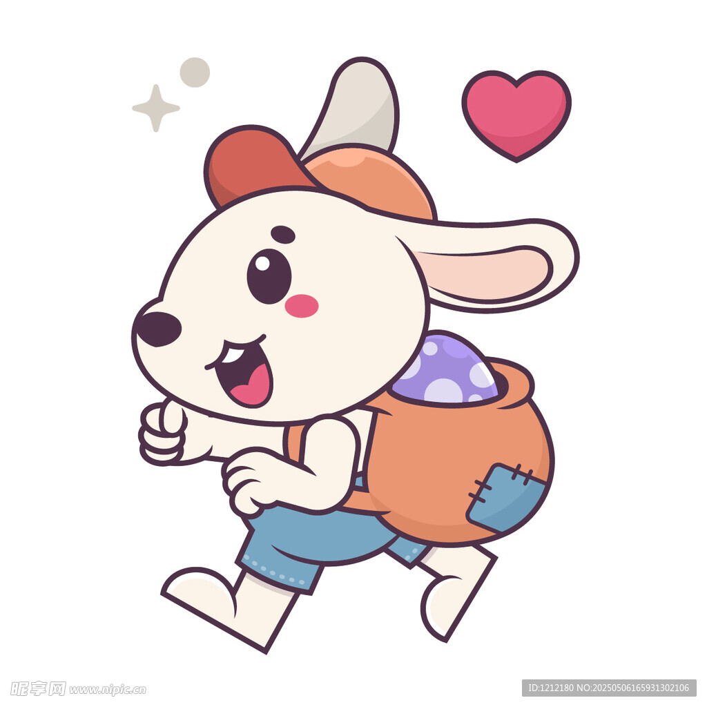 背着彩蛋奔跑的可爱小兔