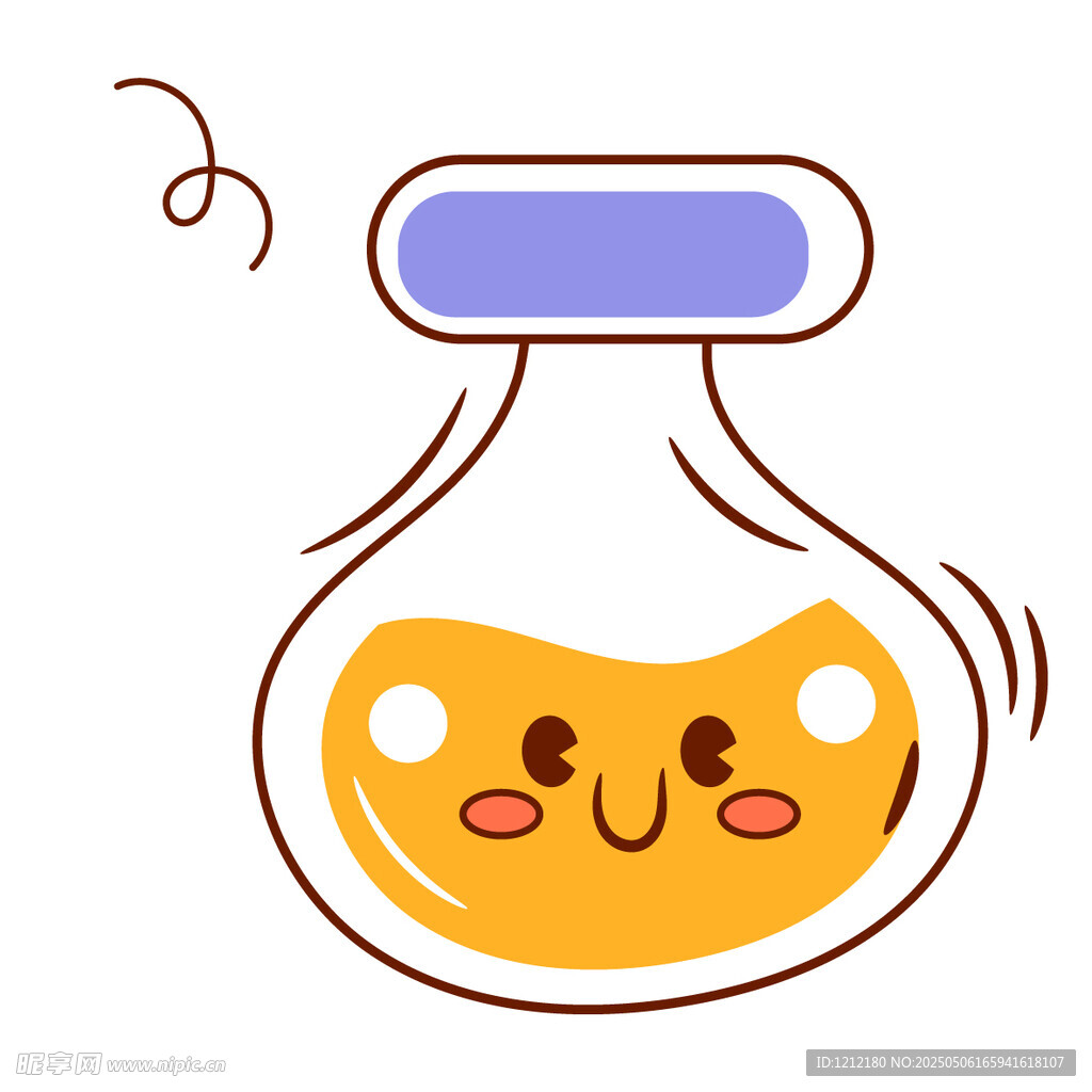 可爱笑脸玻璃瓶插画