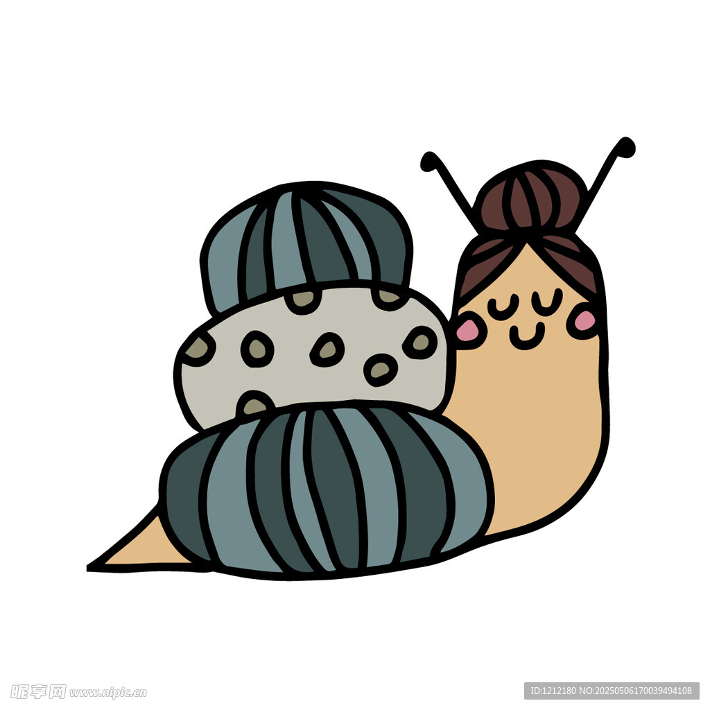 可爱卡通蜗牛形象插画