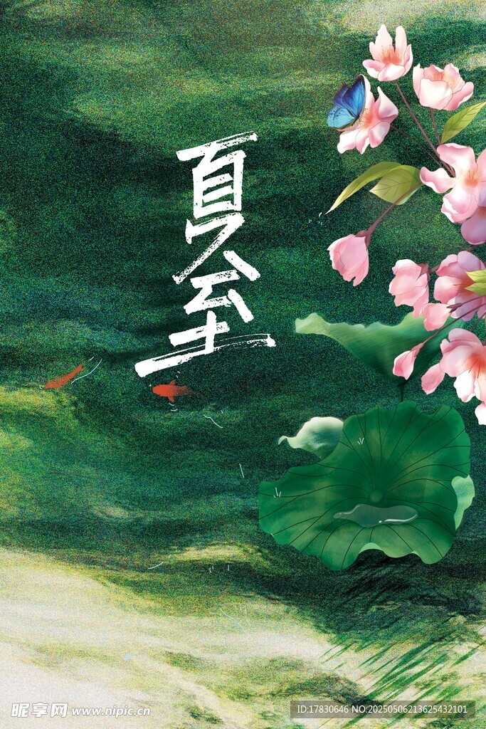 夏至时节花卉水墨画