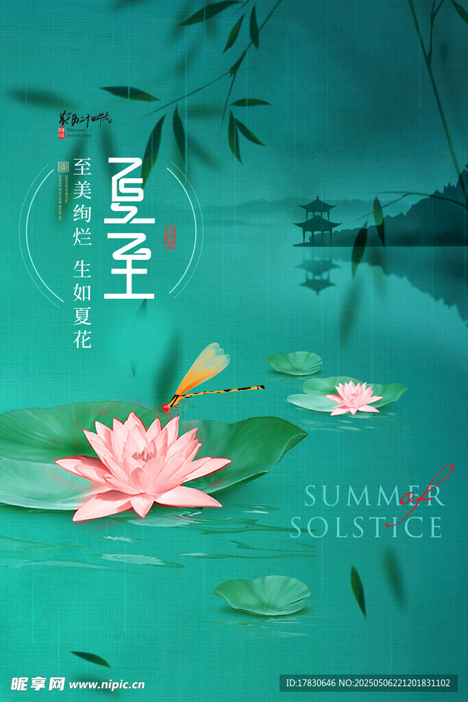 夏日荷景图