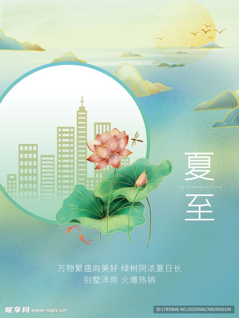 夏至城市与荷花美景