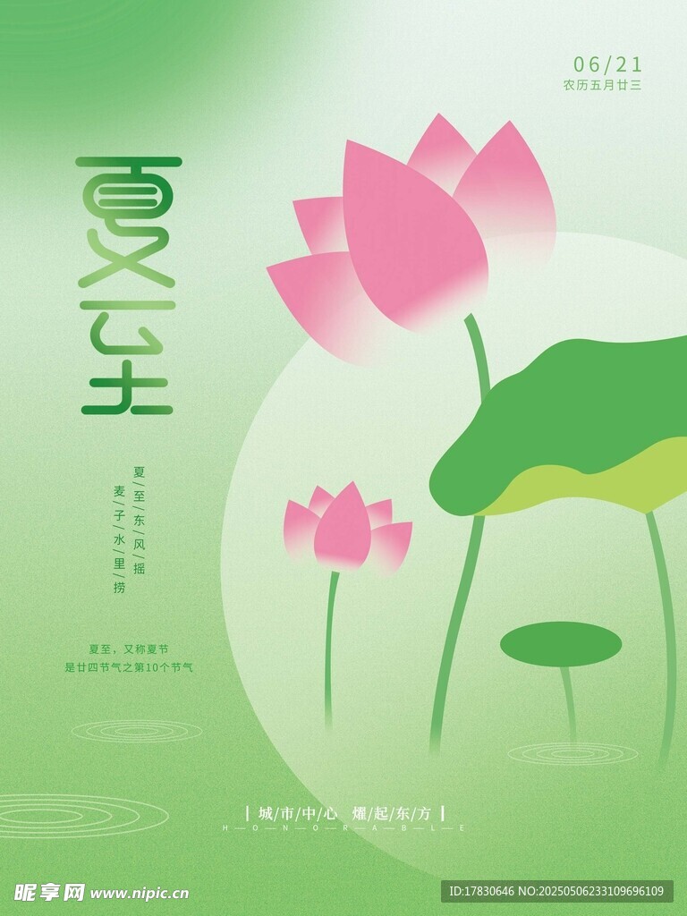 夏日荷花清新海报