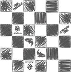 手绘风格棋盘格图案设计 数码印
