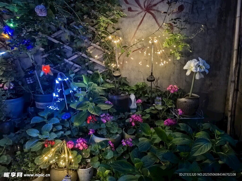 梦幻花园夜景花卉灯光秀