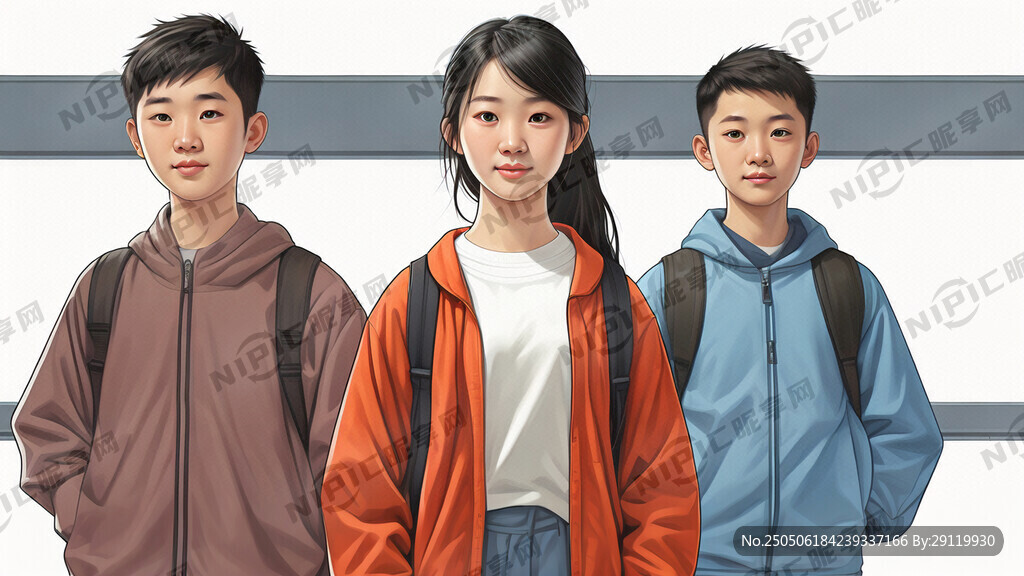 几个青少年 校园。