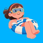 女孩惬意漂浮在游泳圈上