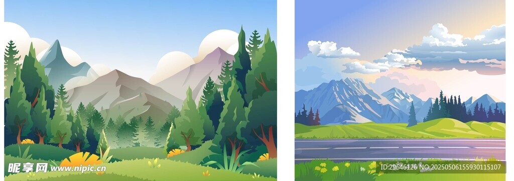 美丽山间风景图