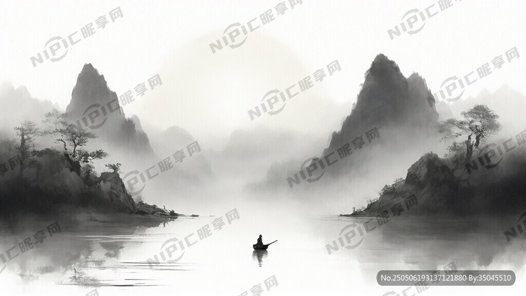 山谷 中国风 中国画 山水