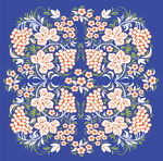 蓝色背景精美花卉图案