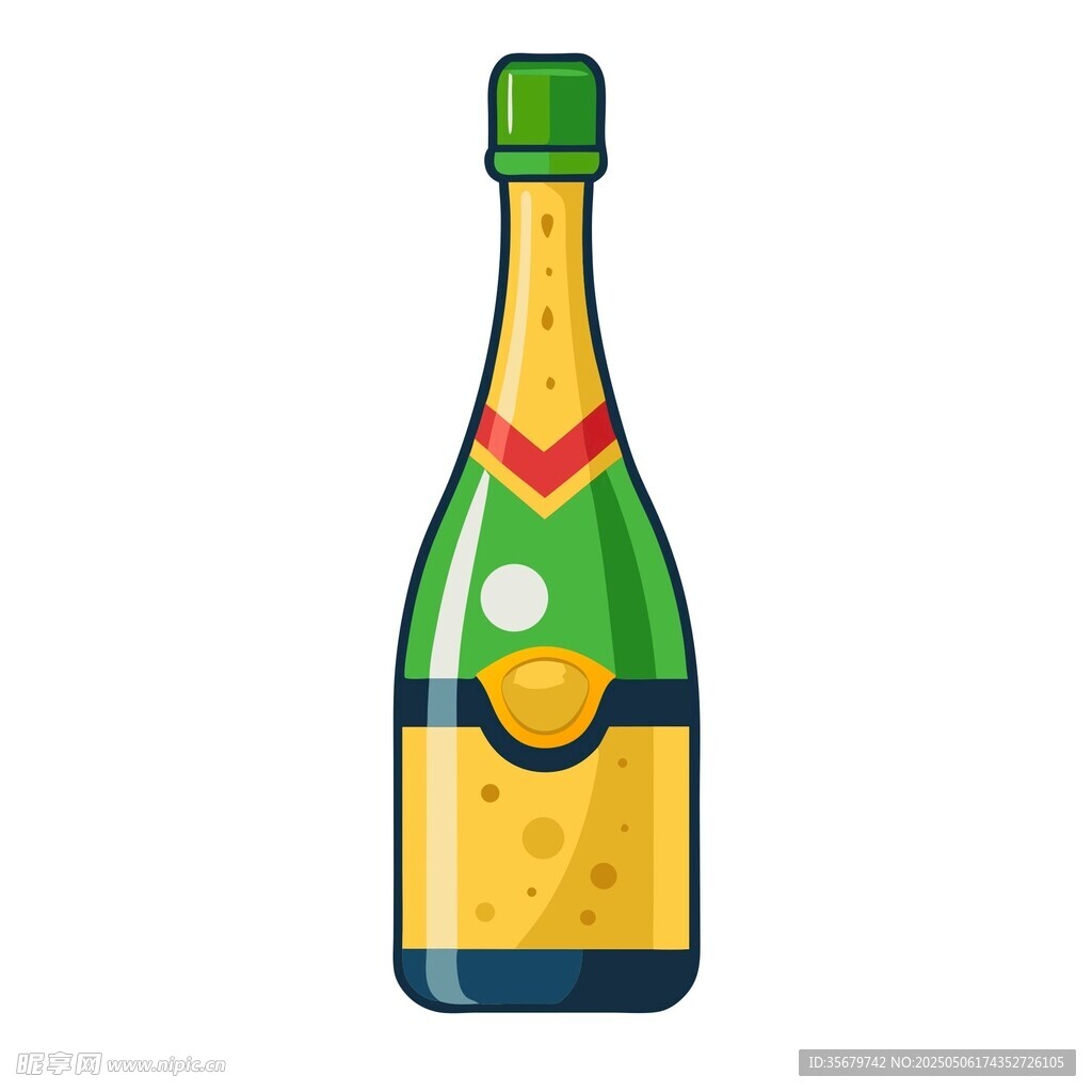 绿色香槟酒瓶插画