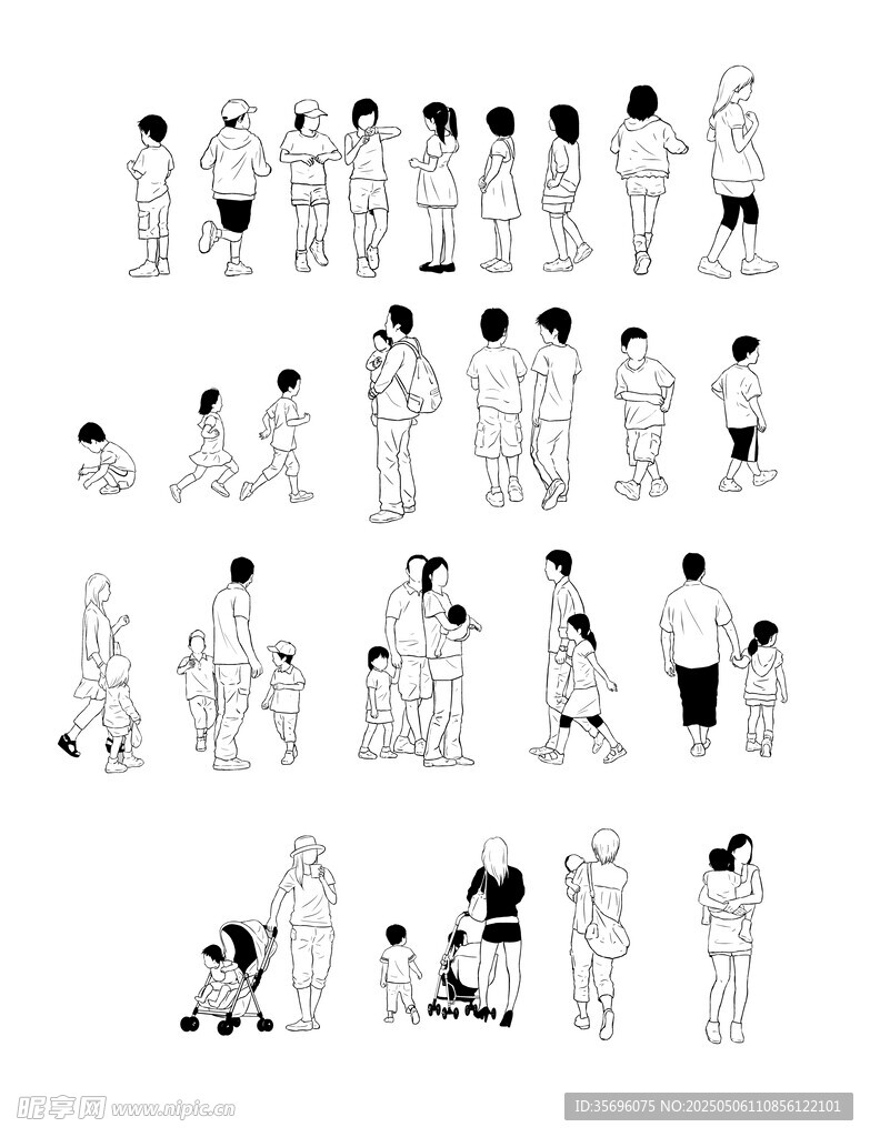 多样人物姿态插画素材