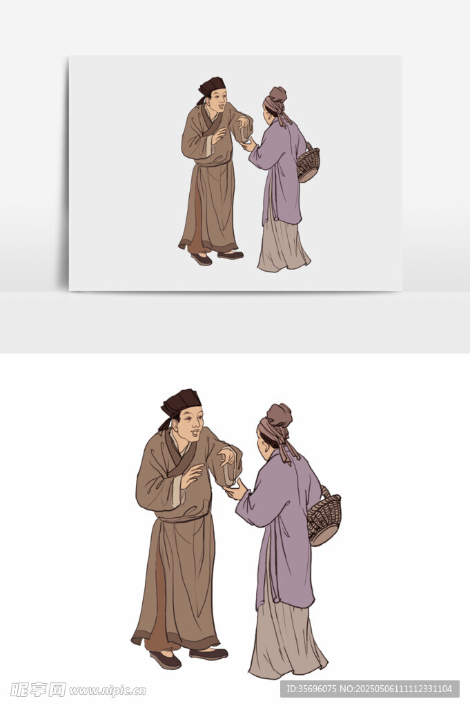 古代人物互动场景图