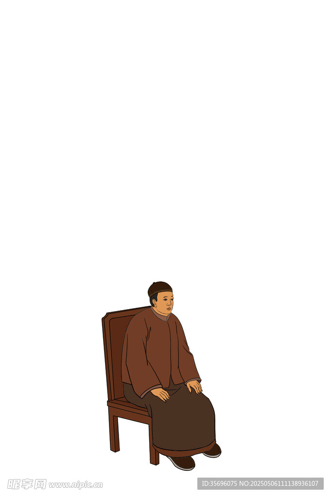 端坐于椅的古装人物