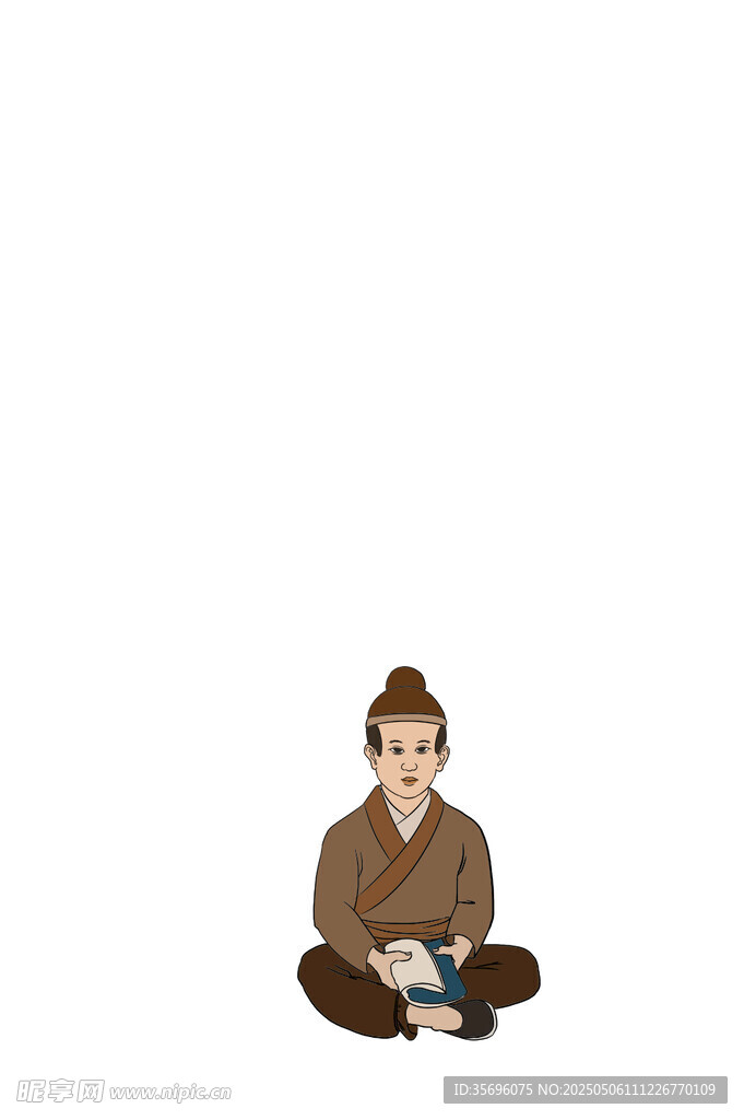 盘腿坐地看书的人物形象