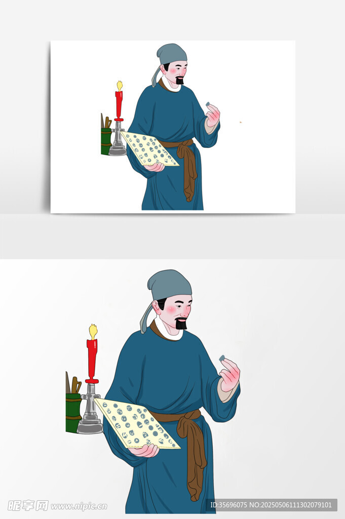 古代账房先生插画形象