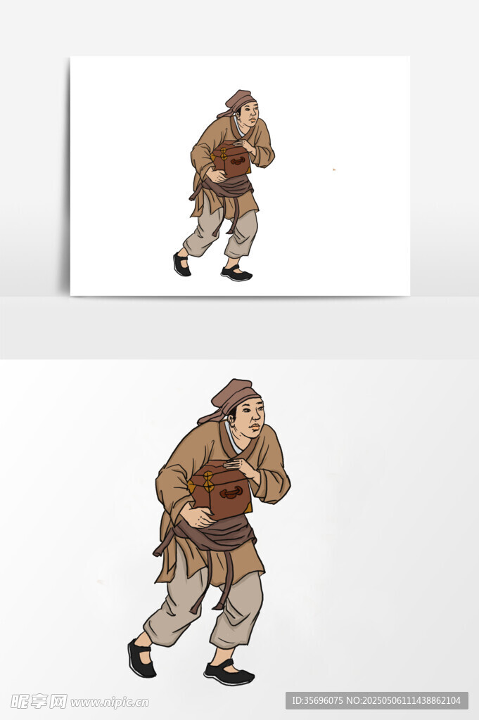 复古风行走男子插画