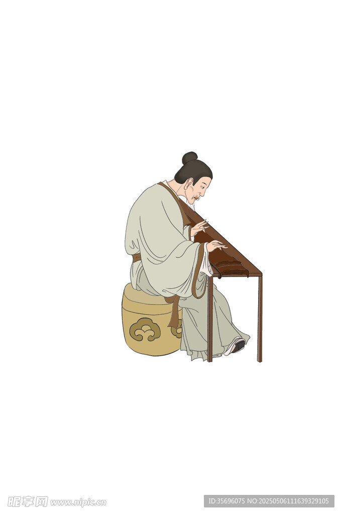 古代文人伏案书写场景