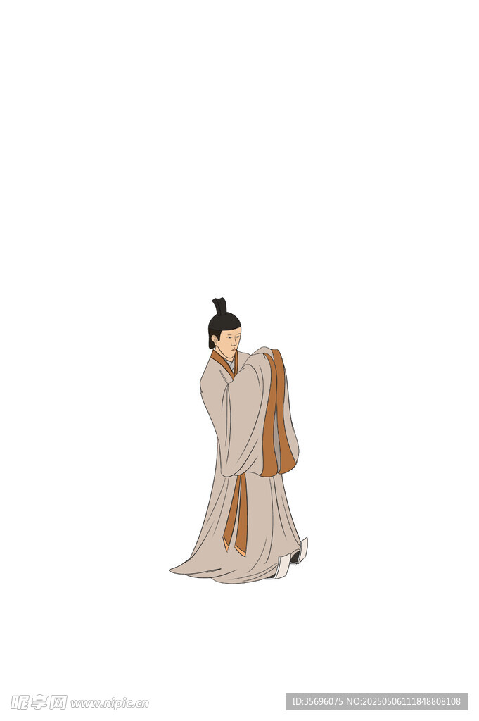 古代跪姿人物摆件