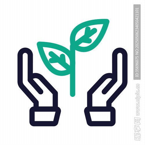 双手呵护绿植图标