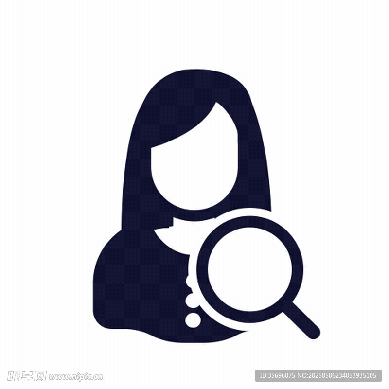 女性放大镜搜索图标