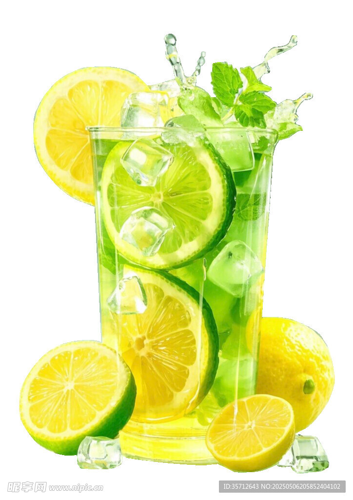手绘柠檬茶抠图素材