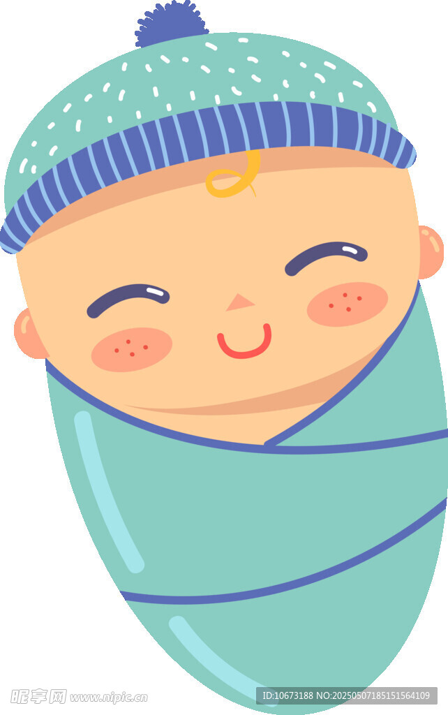裹襁褓的可爱微笑小婴儿