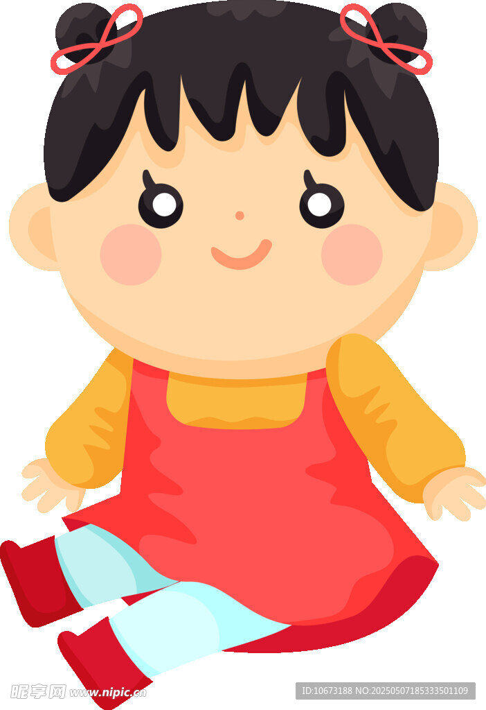 可爱扎双辫红衣小女孩