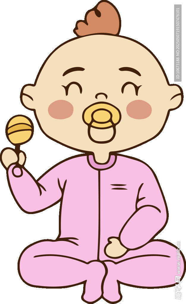 可爱婴儿手持摇铃坐玩