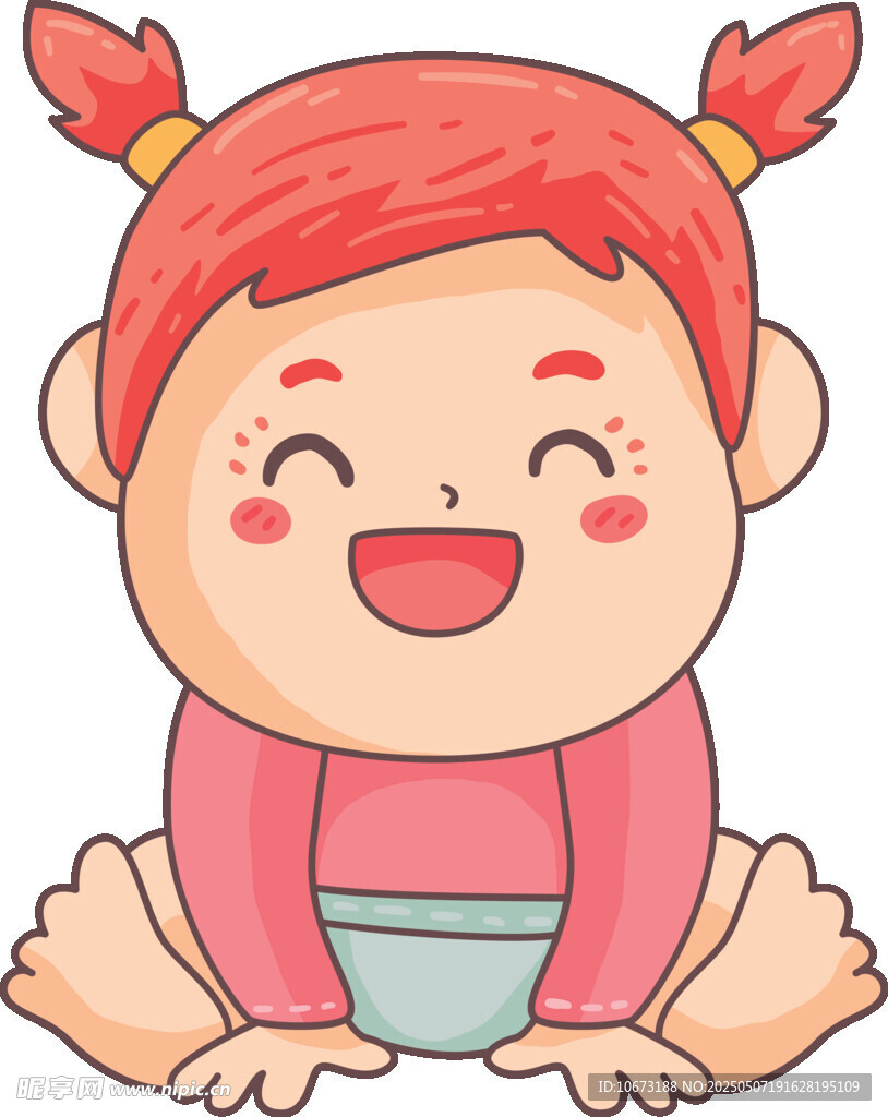 可爱红头发小女孩坐着