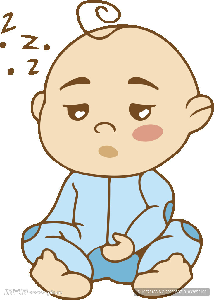 困倦小宝贝坐着打盹儿